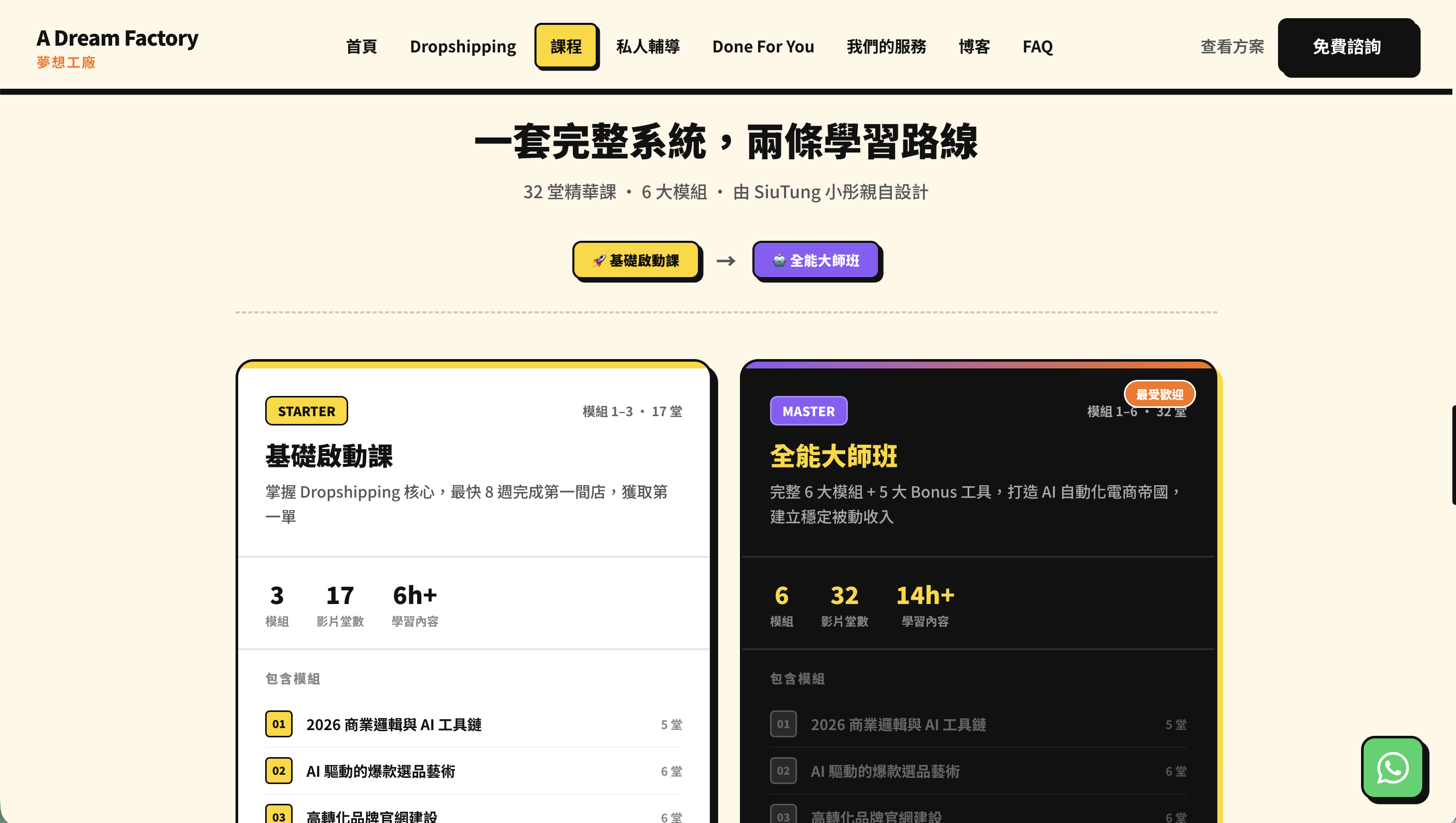 課程學習頁面
